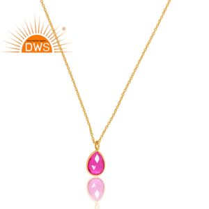 Meilleure vente en argent Sterling plaqué or Doublet rubis Tourmaline Quartz pierre précieuse pendentif collier Demi bijoux fins pour femmes Gi - Product Image 2
