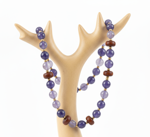 Collar de Cuentas de Plata Tibetana de 18 Pulgadas para Mujer, Chapado en Oro de Plata 925, Anudado a Mano, Accesorio de Moda Moderno, Amatista Natural - Product Image 4