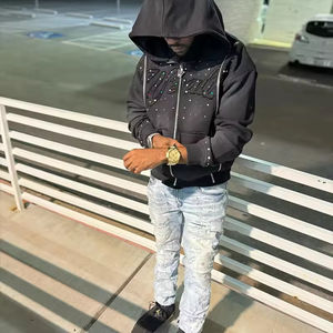 Meilleurs fabricants de vêtements streetwear : Sweat à capuche zippé en French Terry, broderie personnalisée, délavage vintage, effet vieilli, strass et délavage à l'acide - Product Image 5