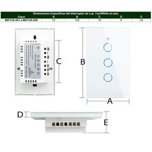 Luz con control por voz, MXTUK-005, 5 piezas, 5x3 vías, 2.4GHz, 100-250V AC, 50-60Hz, 300W por vía, 10A, Blanco. - Product Image 4