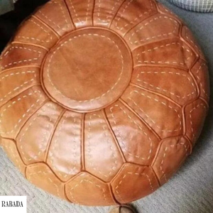 Leather Pouf Cover Handmade Footstool Poufs for Living Room Ottoman Foot <b>Stool</b> <b>Storage</b> Solution for Home Decor and Bedroom - Product Image 1
