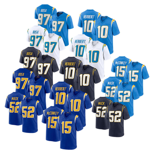 เสื้อเจอร์ซีย์พิมพ์ลายระบายอากาศสำหรับผู้ชาย แบรนด์ Chargers รุ่น 10 Herbert 15 McConkey แขนสั้น ไซส์พลัส สีเขียวมะกอก แบบชุด - Product Image 1