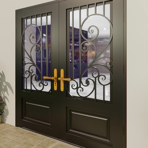 Les portes en fer forgé de luxe pour les maisons modernes et classiques rehaussent l'attrait des bordures avec des solutions d'entrée artistiques en acier personnalisées - Product Image 1