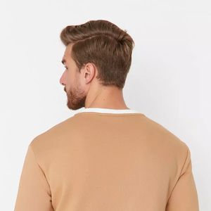 Sweat à capuche personnalisé bicolore pour hommes pull uni Streetwear ourlet découpé à cru Patchwork en polyester/coton polaire hiver - Product Image 5