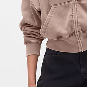<b>Cropped</b> Hoodie With Custom Logo Design For Wholesale Bulk Buyers With <b>Zip</b> <b>Up</b> Closure And Hood Full Sleeves Design With Hood 2026 - Product Image 3