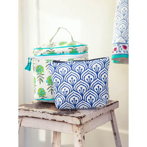Estuche de Maquillaje de Algodón con Estampado Megha Block - Bolsa Cosmética con Cierre de Gran Capacidad - Product Image 3