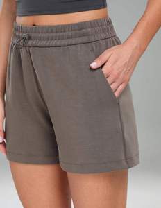 Pantalones cortos de Modal atléticos ultrasuaves de cintura alta para mujer, pantalones de salón informales de verano con bolsillos - Product Image 4