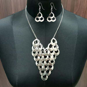 Jeweljunk Boho <b>Necklace</b> Rhodium Plated Zinc Alloy <b>Silver</b> 1106017A Fashion Jewelry <b>Set</b> for Party Wear - Product Image 1