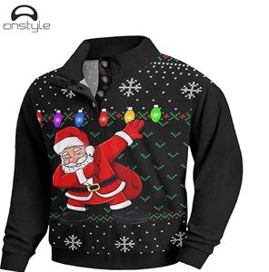 All Print Sublimation <b>Christmas</b> Sweatshirt Polyester/Cotton Eco-Friendly Quick Dry Soft Fleece Fabric Festive Design Winter - Product Image 3