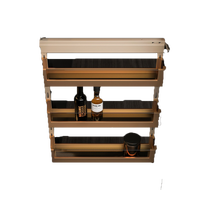 Panier de rangement coulissant à 3 niveaux, à fermeture douce, doré, multifonctionnel, à montage latéral pour armoire de cuisine, idéal pour hôtels et salons