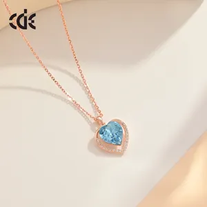 CDE GSYN001 perhiasan halus 925 perak murni kalung desain hati cinta emas mawar grosir kristal berkilau dengan kalung