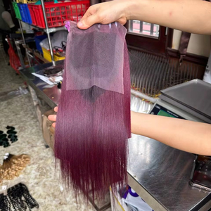 ผมปลอมแบบเป็นช่อ100% ผมมนุษย์สำหรับผู้หญิงผิวดำมัดทรงตรงสีไวน์แดง - Product Image 1