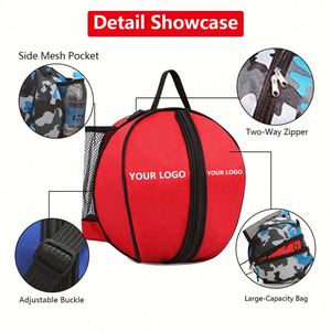 Sac à dos de sport en polyester Oxford, fermeture éclair durable, sac de voyage portable et imperméable pour le basketball et le football - Product Image 5