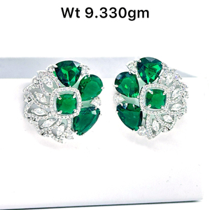 Designs uniques bijoux vintage 3A CZ cristal différentes couleurs zircon cubique boucles d'oreilles en gros argenté boucle d'oreille pour les femmes - Product Image 1