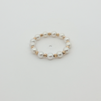 18K Gelbgold Süßwasserperlen Hochzeits-Verlobungsring |   3,00~3,50mm Runde Perlen für Damen