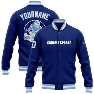 Veste universitaire en coton sur mesure, coupe ajustée, manches en cuir, broderie, veste bomber pour homme - Product Image 1