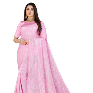 FABZONE Launching New Designer Georgette Silk Heavy Print Zari Weaving Sequence Work <b>Sarees</b> Fancy <b>Blouse</b> for Special Occasions - Product Image 1