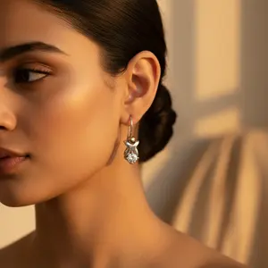 Boucles d'oreilles pendantes en argent avec diamants pour femmes, bijoux de mode - Product Image 3