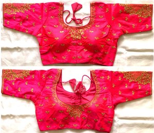 Beau chemisier en soie avec travail manuel et broderie lourds pour une tenue de fête en été ou en hiver - Product Image 2