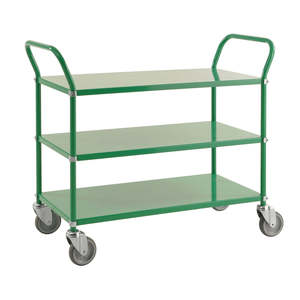 Heavy Duty 3-Shelf Color-Coded <b>Trolley</b> 4-Wheel Wood <b>Platform</b> 100kg Load for Hospital Shopping Home Storage-OEM Customizable - Product Image 1