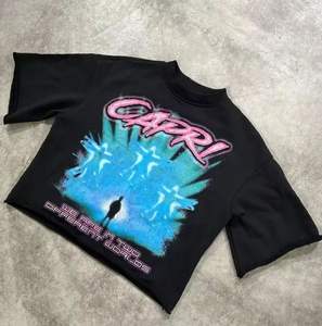 Nouveaux hommes goutte épaule t-shirt poids lourd 100% coton col rond t-shirt surdimensionné Applique Patch broderie Boxy chemise courte - Product Image 5