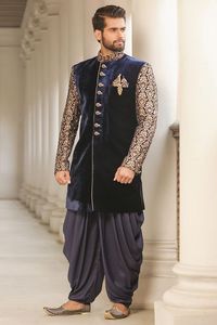 NEW---STYLISH ZARI EMBROIDERY on SHERWANI on VELVET FABRIC & ALSO MATCHING SHOE WITH DRESS for PARTY-WEAR/ WEDDING Dress @ 2022 - Product Image 2