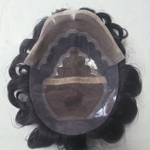 Perruque Lace Front en Cheveux Humains pour Hommes avec Ondulations Naturelles et Styles Raides Crépus - Patchs de Cheveux Indiens Doux - Product Image 1