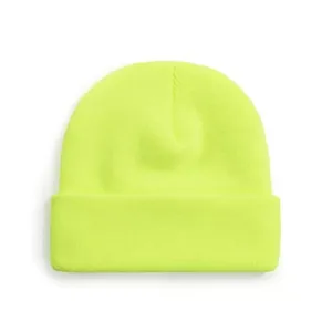 Unisex Neon <b>Green</b> Beanie Knit Winter <b>Hat</b> 56-58CM Casual Adult Acrylic Cuffed Solid Design - Product Image 1