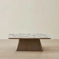 Großer Premium Massivholz Handgefertigter Moderner Couchtisch mit Marmor-Einlage Luxus Wohnzimmer Zuhause Hotel und Restaurant