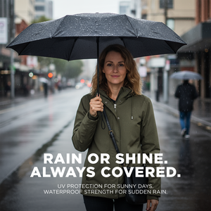 Compact Minimalist Design <b>Automatic</b> Travel <b>Umbrella</b> 8K Semi-<b>Automatic</b> 3-Folding Rain Protection with Case - Product Image 4