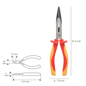 Pinze a bocca dritta 200 mm. Mangos Aislati VDE da 1.000 V. Acciaio Cromo Vanadio - Product Image 2