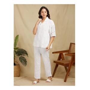 New Fashionable High Quality Designer <b>White</b> Embroidered Solid Casual Best Selling Women's <b>Dress</b> at Wholesale Manufacture - Product Image 1