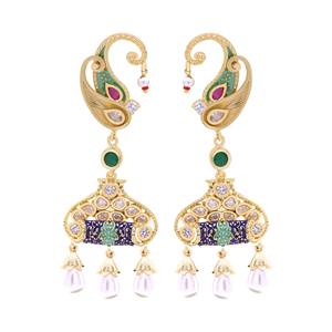 Pendientes colgantes AD chapados en oro tradicionales, joyería de moda de latón de moda, exportación al por mayor, joyería de imitación, Material principal de latón - Product Image 2