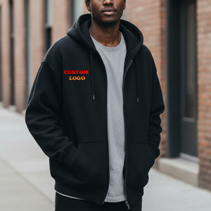 เสื้อฮู้ดผ้าฝ้าย100% 400 GSM เฮฟวี่เวทสำหรับผู้ชายเสื้อฮู้ดแบบรูดซิปรูดพิมพ์โลโก้ตามสั่ง - Product Image 1