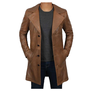 Manteau d'hiver pour homme en cuir véritable sur mesure, style blazer, tissu tissé, imperméable, à capuche, coupe ajustée, écologique, respirant - Product Image 1