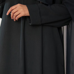 ชุดอาบายะแบบใหม่ ขายส่ง ผ้าชีฟองยาว ทรงตรง เปิดด้านหน้า สไตล์เรียบง่าย สำหรับสตรีมุสลิม พร้อมเข็มขัด ระบายอากาศได้ดี ซักได้ - Product Image 4