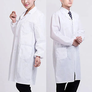 Bata de laboratorio de mezclilla blanca Uniforme médico unisex Uniformes de trabajo de laboratorio de enfermera de estudiante de manga larga - Product Image 3