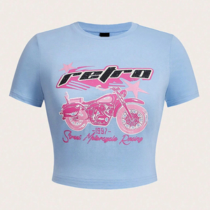 Women's Street Style New Custom CropTop Hot Girl Wear Loose Sports Short Sleeve Breathable Croptop T-Shirt for Summer Season - Product Image 1