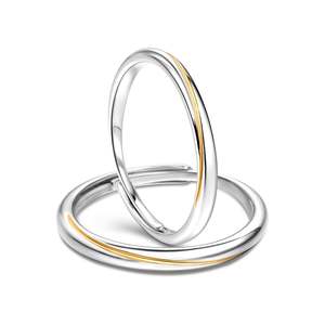 Jeulia Every Side of Love Mobius Two Tone Adjustable Sterling Silver <b>Couple</b> <b>Rings</b> - Product Image 2