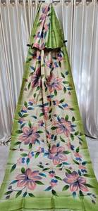 BEAU SAREE DE TRAVAIL PEINT À LA MAIN AVEC PIÈCE DE CHEMISIER - Product Image 3