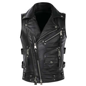 Gilet en cuir d'hiver pour homme, coupe-vent, vêtements d'extérieur, design personnalisé OEM avec bouton en corne pour les marques de mode motardes à prix avantageux - Product Image 1