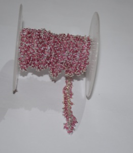 Beautiful pink quartz Beads silver Pleated Thick <b>Rosary</b> Chain, Dangling Beaded Chain, Anguri Chain for Jewelry Making - Product Image 2