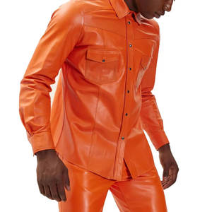 Chemise en cuir pour homme de couleur personnalisée disponible de différentes tailles conception en gros chemise en cuir pour homme à prix raisonnable - Product Image 6