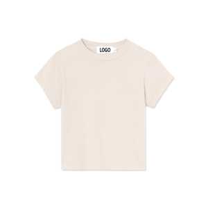 T-shirt à col rond sexy et coupe ajustée pour femmes, 100% coton, manches courtes, confortable, t-shirt court pour femmes, personnalisé - Product Image 5