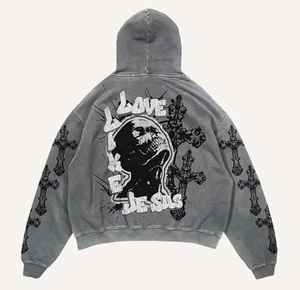 Manufacturers Direct Wholesale-Customizable Heavyweight Winter <b>Hoodie</b> with Rhinestone <b>Zip</b> Digital Printing High Quality Clothing - Product Image 4