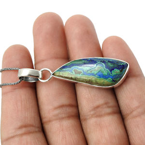 Ensemble de lunette en azurite malachite naturelle fabriquée à la main à la mode personnalisée, collier avec pendentif en pierre précieuse et délicate pour elle vente en gros - Product Image 4