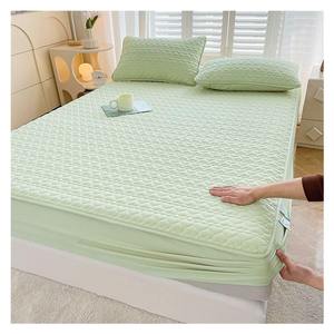 Protège-matelas imperméable en coton 100 % avec housse de lit ajustée, motif matelassé imprimé Mahjong, design tendance - Product Image 1