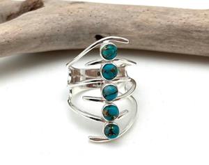 Handmade Boho Style 925 Sterling Silver <b>Turquoise</b> Gemstone <b>Ring</b> Trending Wedding Jewelry Gift for Women and Girls - Product Image 2