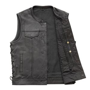 Nouveaux gilets en cuir sur mesure, haute qualité, mode, respirants, vente en gros, multi-poches, gilet tactique en cuir pour moto, pour homme - Product Image 3