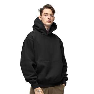 Sudadera con capucha de lana de algodón pesado para hombre con estilo, sudadera personalizable de corte holgado con forro alto de invierno con patrón sólido 3D superior de alta calidad - Product Image 1
